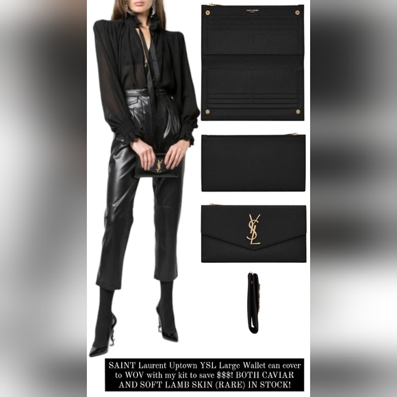 Rare & Authentic YSL Saint Laurent LARGE Uptown Glossy Leather Large Wallet - Picture 10 of 16